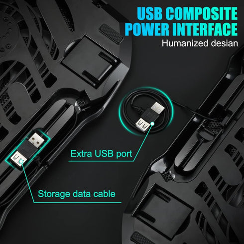 Laptop Cooling Pad, Gaming Laptop Cooler with 2 Quiet Big Fans, RGB 7 Color Light Change, Portable USB Laptop Stand 11