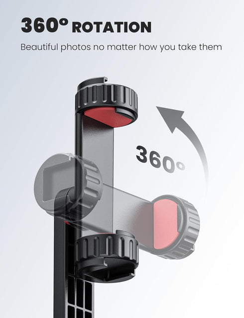 YUMAZLA 2 1/4 inch Phone Tripod Mount with Cold Shoes, Smartphone Holder Adapter Rotatable Bracket