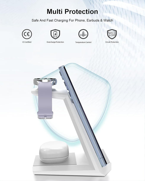 Wireless Charger for Samsung, ADADPU 3 in 1 Charging Station for Galaxy S24 S23 Ultra, Watch, Galaxy Buds