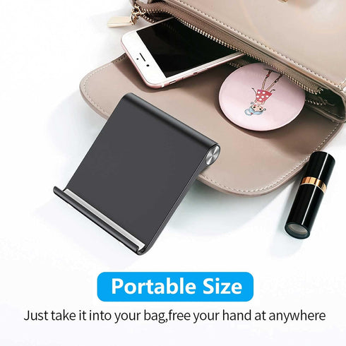 Adjustable Cell Phone Stand Holder - Foldable Desktop Phone Cradle Dock for iPhone, iPad, Tablet 4 to 7.9 Inch