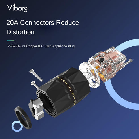 Viborg VF523 HiFi Power Connector IEC C19 - Pure Copper 20A Female High End Power Plug for 8MM Audiophile Cable