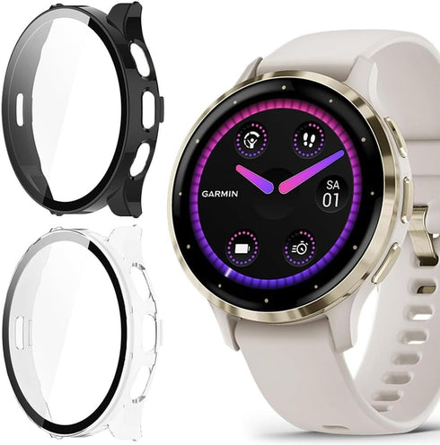 Compatible for Garmin Venu 3S Case, Lamshaw Hard PC Case with Screen Protector for Venu 3S 41mm / Venu 3 45mm (2 Pack)
