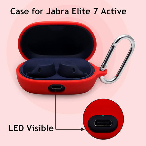 Silicone Case for Jabra Elite 7 Pro/Elite 7 Active in-Ear Bluetooth Earbuds, Premium Soft Skin Cover with Keychain