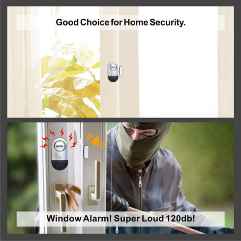 Door Window Alarm 2 Pack Noopel Home Security Sensor with 120DB Alarm, Batteries Included