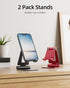 Nulaxy 2 Pack Dual Folding Cell Phone Stand, Fully Adjustable Foldable Desktop Phone Holder Cradle Dock Compatible with Phone 14 13 12 Pro Xs Xs Max Xr, All Phones, Black&Red