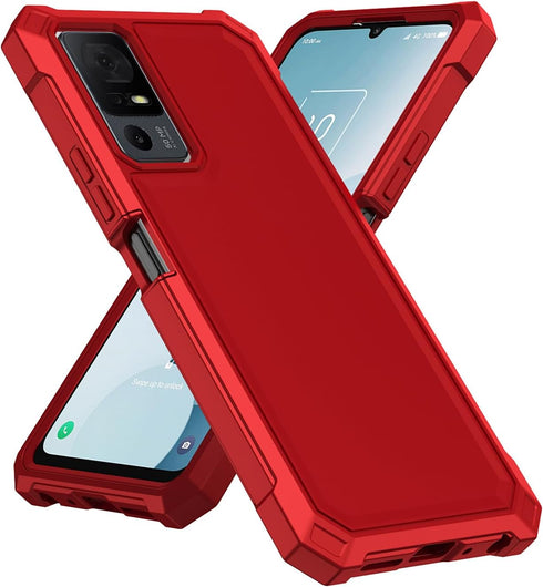 Ailiber Slim Rugged Case for Jitterbug Smart 4 & TCL 40T/40XL, Dual Layer, Shock-Absorbing TPU Bumper, Red.