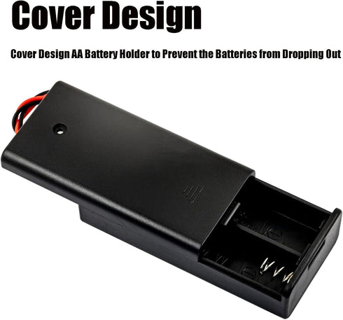 AEDIKO 10pcs 2 2X 1.5V AA Battery Holder with Switch AA Battery Holder Case with Wire AA Battery Holder with ON/Off