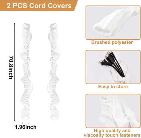 Antique House 2 Pack 70.8inches,Brushed Chandelier Chain Cover Touch Fasteners White Polyester Fabric Chain Sleeve