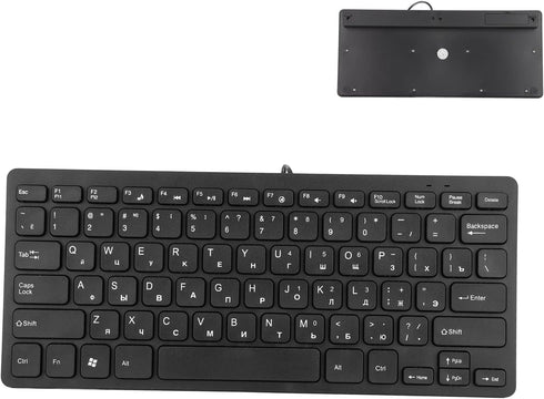 Yoidesu Wired Keyboard, TT-A01 78 Keys USB Mute Ultra Thin Mini Keyboard for PC Laptop Desktop (Russian)