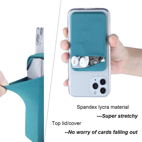 3Pack Stretchy Cell Phone Card Holder for iPhone, Samsung Galaxy, Android - Dark Green, Blue Gray, Black Pouch Sleeve