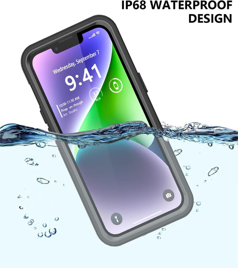 iPhone 14 Waterproof Case with Built-in Screen Protector, Shockproof Dustproof Full Body Protective IP68 Case, 6.1 inch