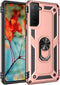 Samsung Galaxy S21 Plus Case 5G Military Grade Heavy Duty Armor Shockproof with Metal Rotating Ring Kickstand (Rose
