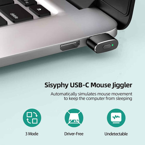 Sisyphy Undetectable USB C Mouse Jiggler with Multi-Track Modes