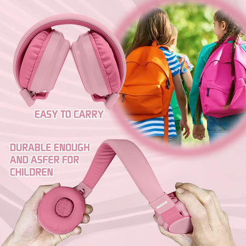 Kids Bluetooth 5.3 Headphones, Wireless 60H Play Time, Volume Limited 85/110dB, Over Ear Foldable Headset with Mic