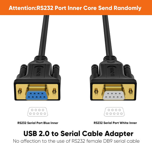 CableCreation USB to RS232 Adapter with PL2303 Chip, 3.3 FT USB 2.0 to RS232 Female DB9 Serial Converter Cable