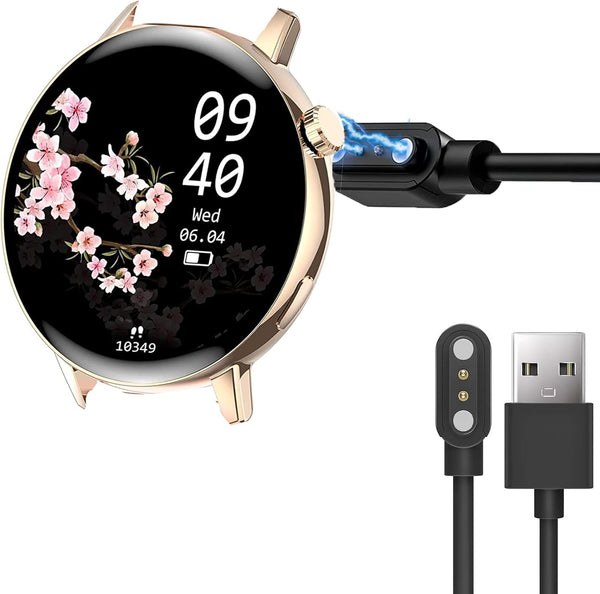 Erkwei Smart Watch Charger Compatible, 2 Pin Magnetic USB Replacement Charging for Erkwei I39H Smart Watch (Black)