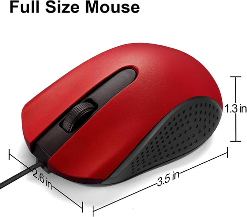 Wired Mouse, Ergonomic Computer Mouse, USB Wired for Right or Left Hand, Durable Clicks for PC, Laptop, Desktop,