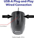 Verbatim Wired USB Computer Mouse - Corded USB Mouse for Laptops and PCs, Black