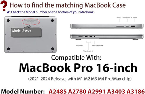 UESWILL Compatible with 2024 2023 2022 2021 MacBook Pro 16 inch Case with M4 M3 M2 M1 Pro Max chip & Touch ID, Black