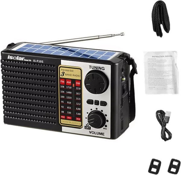 ikaufen Solar Portable FM/AM SW Radio Digital Bluetooth Speaker MP3 Player Rechargeable Comes