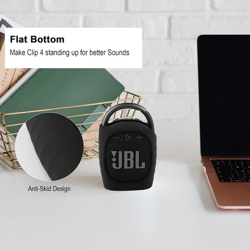 TXEsign Silicone Protective Carrying Case for JBL Clip 4 - Portable Mini Bluetooth Speaker Cover (Black)