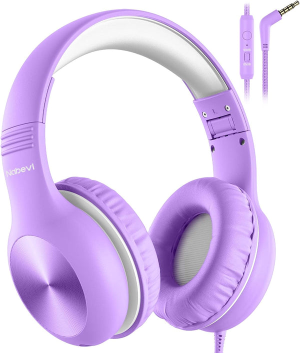 Kids Headphones for School, Over Ear Headphones with Microphone, 85dB/94dB Safe Volume Limit, HD Sound