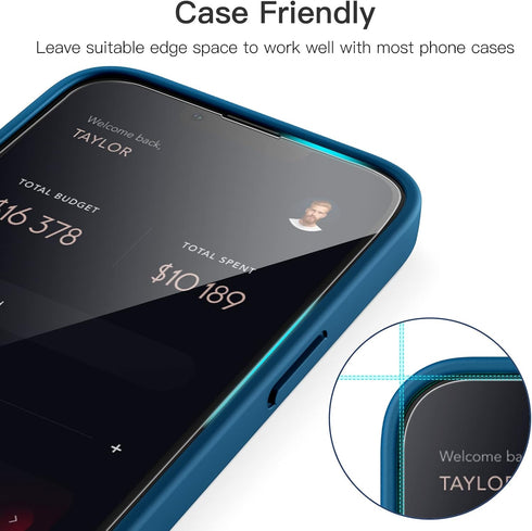 JETech 3-Pack Full Coverage Screen Protector for iPhone 13/13 Pro 6.1-Inch, 9H Tempered Glass, Case-Friendly