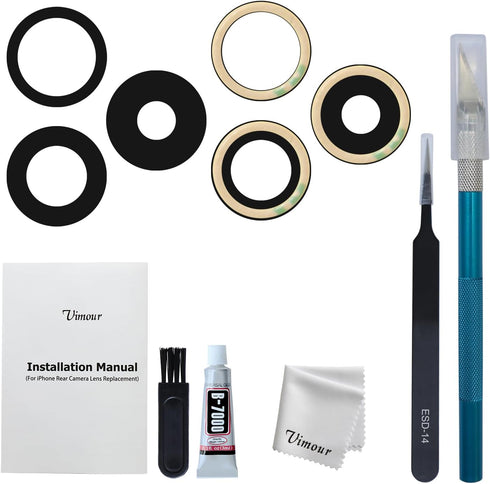 Vimour Rear Camera Lens Glass Replacement for iPhone 15 Pro Pre-Installed Adhesive with
