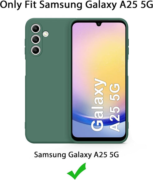AK Samsung Galaxy A25 5G Case, Stylish Slim Liquid Silicone Full-Body Protective Cover, Dark Green