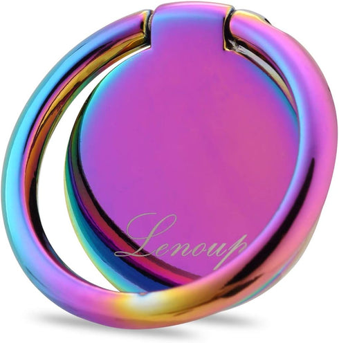 lenoup Rainbow Cell Phone Ring Stand Holder,Purple Multicolor Ring Grip Kickstand,360 Rotation Metal