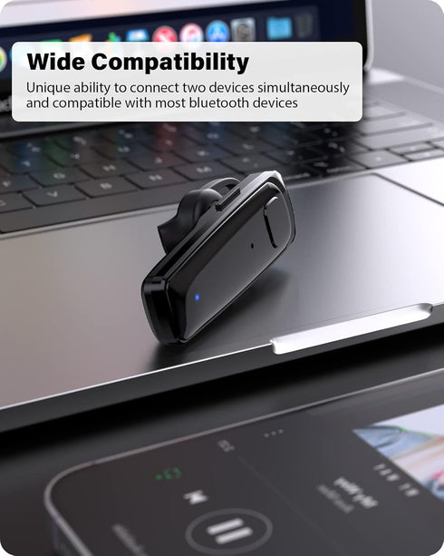 Bluetooth Headset - V5.0 Wireless Handsfree Earpiece with Dual Mic Noise Cancelling, 16Hrs HD Talktime