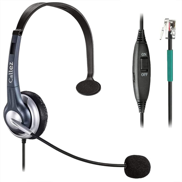 Callez Wired Telephone Headset Mono, Call Center RJ9 with Noise Canceling Mic for ShoreTel, Plantronics, Polycom