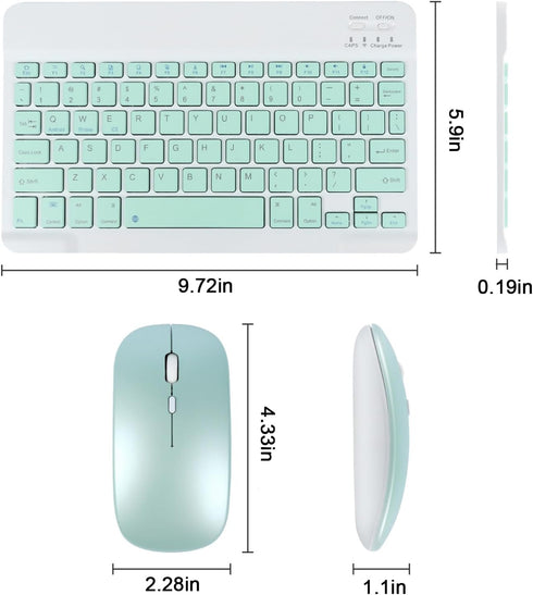 Bluetooth Keyboard and Mouse Combo, Ultra-Slim Portable Rechargeable Wireless Keyboard Set for iPad, Mac OS, Android,