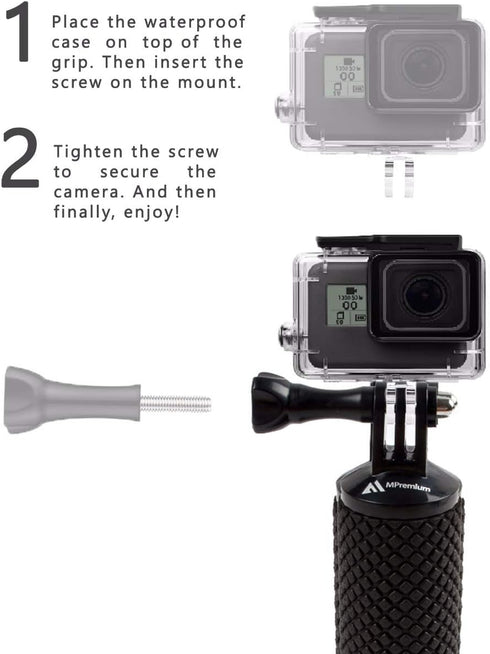 Waterproof Floating Hand Grip for GoPro Hero 12, 11, 10, 9, 8, 7, 6, 5, 4, 3+, 2, 1 Session, Black Silver Camera