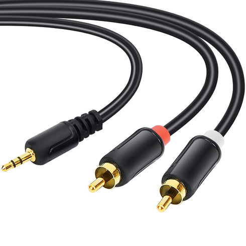 Zhaumim RCA Cables - 59IN/5FT Stereo Jack to 2RCA Plugs for Smartphone, Tablet,