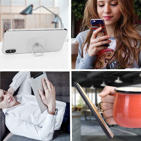 Cell Phone Ring Holder Stand - 5 Pack, Transparent Finger Kickstand, Compatible with iPhone