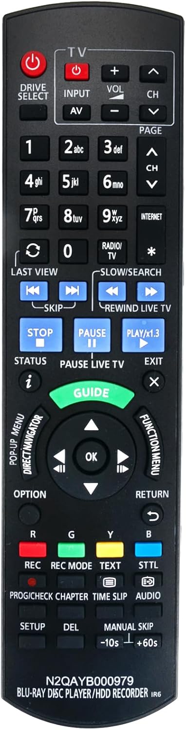 N2QAYB000979 Remote Fit for Panasonic Blu-ray Disc Player, Sub Remote Control N2QAYB000980