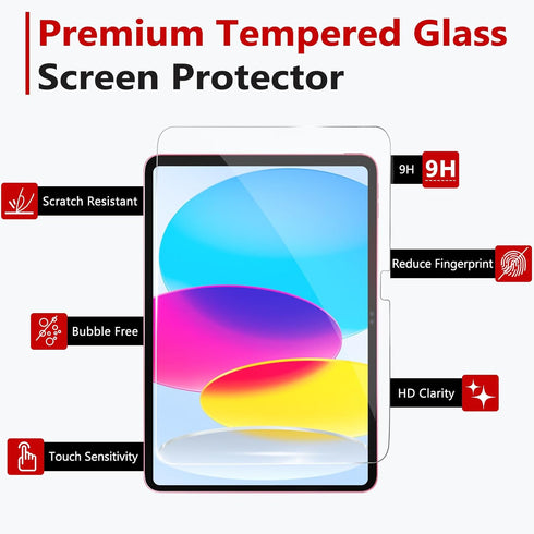 A16 11th/10th (11/10.9 Inch, 2025/2022), 1 Pack bersem Screen Protector Compatible with iPad Generation Tempered Glass