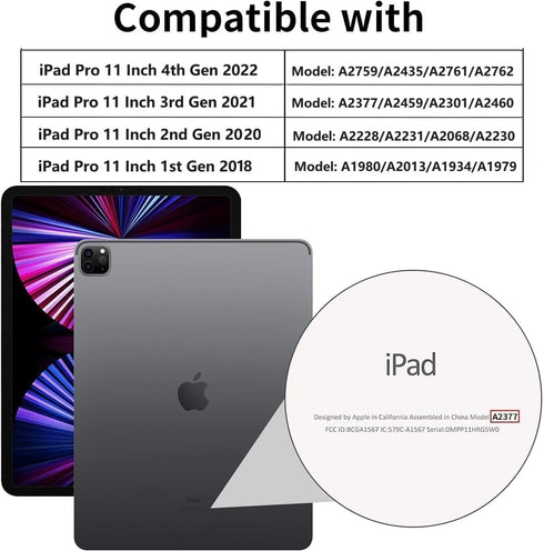 ProCase Slim Stand Hard Back Shell Cover for iPad Pro 11 Inch (2022/2021/2020/2018), Smart Cover for 4th Gen 2022 / 3rd