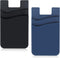 2Pack Cell Phone Card Holder, Silicone Double Pocket Stick on Credit Card Wallet for Back of Phone Case-Black,Navy Blue