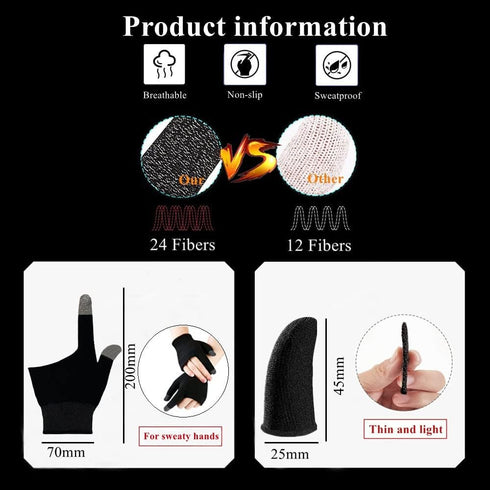 Gaming Gloves for Sweaty Hands, Ultra-Thin Breathable Touchscreen Game Gloves with Thumb Finger Sleeves for iPad Tablet/Mobile Phone by Rakizbe