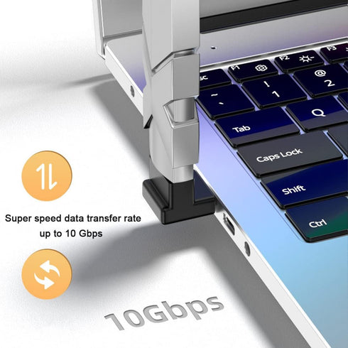 180 Degree USB A Male to USB C Female Adapter, Back Angled Opposite U Shape Connector for Data Transfer