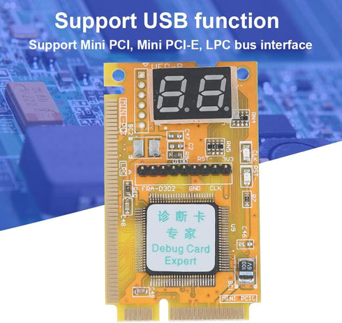 Bewinner Debug Card, Portable Computer Diagnostic Card Support Mini PCI Mini PCI-E LPC Bus Interface, Laptop Analyzer