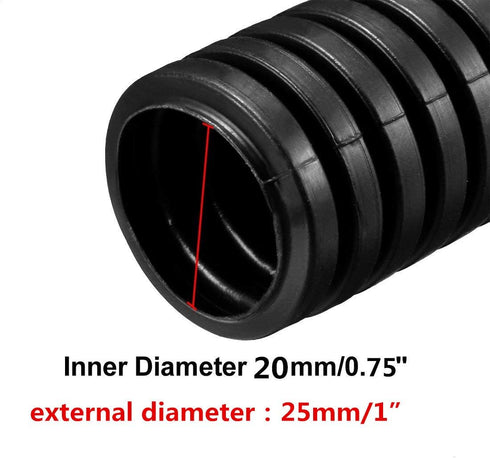1.6M 0.75inch/20mm Inner Diameter Black Flexible Corrugated Tube, Bellows Hose Wire Loom Tubing Wire Conduit
