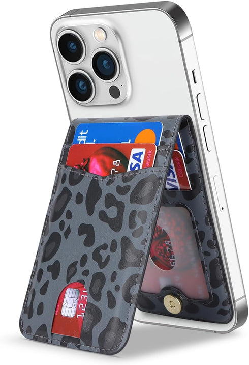 Cavor for Magsafe Wallet, Adjustable Stand Magnetic Wallet for iPhone 15 Pro Max/14 Pro/14 Plus/13/12 Mini - Leopard