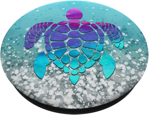 Purple Turquoise Turtle Phone Grip Silver light blue PopSockets Standard PopGrip