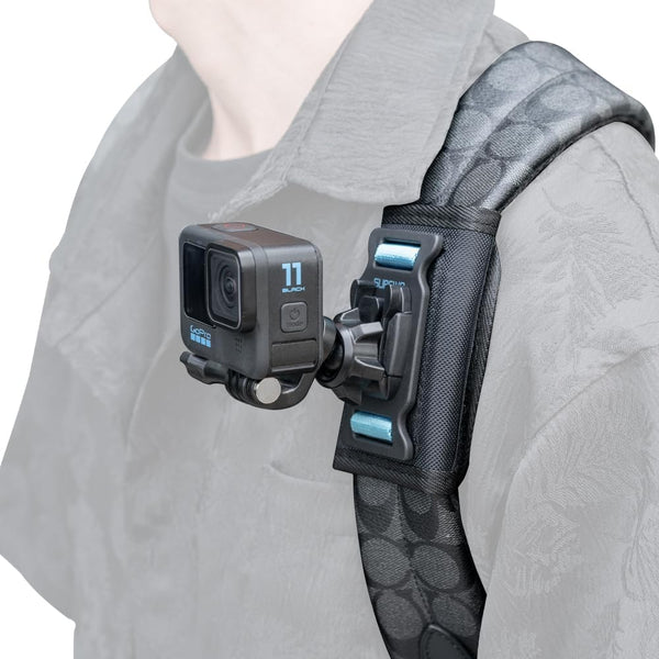 Backpack Shoulder Strap Mount with Adjustable Ball Joint and Shoulder Pad for GoPro Hero 12 11 10 9 8, DJI Action 4/3