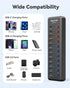 Wenter Powered USB 3.0 Hub, 48W 11-Port USB Hub Splitter with 7 Data Transfer Ports and 4 QC Charging Ports