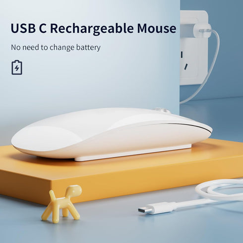 TENMOS M18 Bluetooth Mouse, USB C Rechargeable Wireless Mouse, Triple Mode Silent Mice for Laptop/MacBook/iPad/PC -