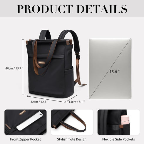 GOLF SUPAGS Convertible Laptop Backpack for Women, Casual Daypack for Work and Travel
